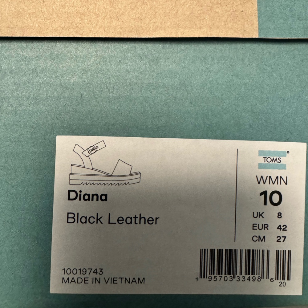 EUC TOMS Diana Black Leather Sandals - size 10 - Picture 8 of 8